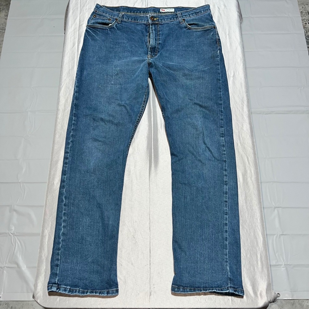 Wrangler Mens Straight Fit Medium Wash Stretch Denim Jeans 38x32 95STWTW Blue